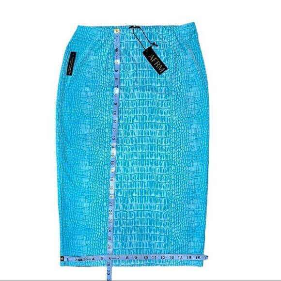 AFRM Lynn Mesh Snake Print Skirt in Aqua - Picture 5 of 7